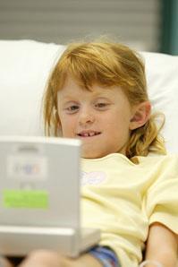 A child in a hospital bed