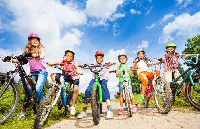 Photo of kids on bikes.